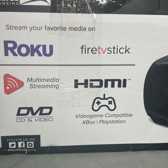 Altec Lansing 7" TV Streaming Boombox DVD CD Bluetooth HDMI Roku Fire TV New Box - Picture 2 of 5